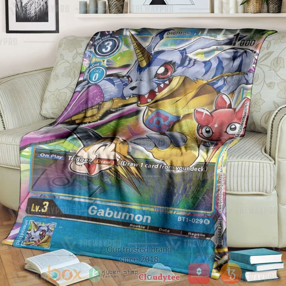 Anime Digimon Gabumon Custom Soft Blanket Anime Digimon Gabumon Custom Soft Blanket