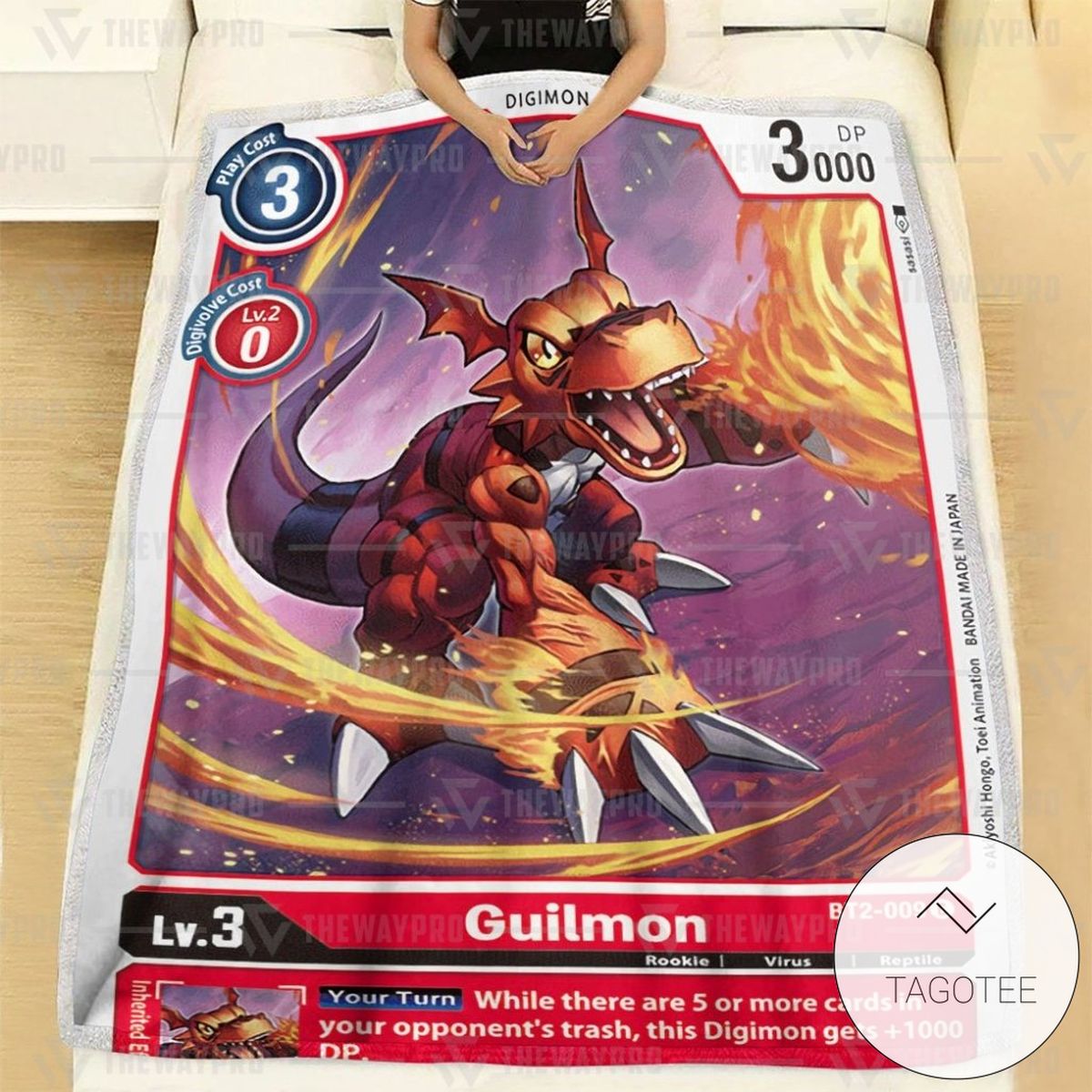 Anime Digimon Guilmon Custom Soft Blanket Anime Digimon Guilmon Custom Soft Blanket