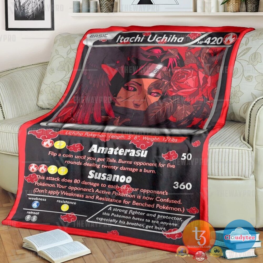 Anime Naruto Shippuden Itachi Uchiha X Pkm Card Blanket Anime Naruto Shippuden Itachi Uchiha X Pkm Card Blanket