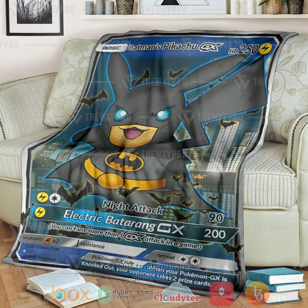 Anime Pkm Batmans Pikachu Custom Soft Blanket Anime Pkm Batmans Pikachu Custom Soft Blanket