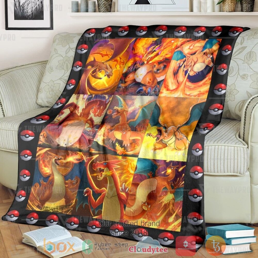 Anime Pkm Charizard Poke Ball Custom Soft Blanket Anime Pkm Charizard Poke Ball Custom Soft Blanket
