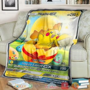 Anime Pkm Easter Pikachu Gx Custom Soft Blanket