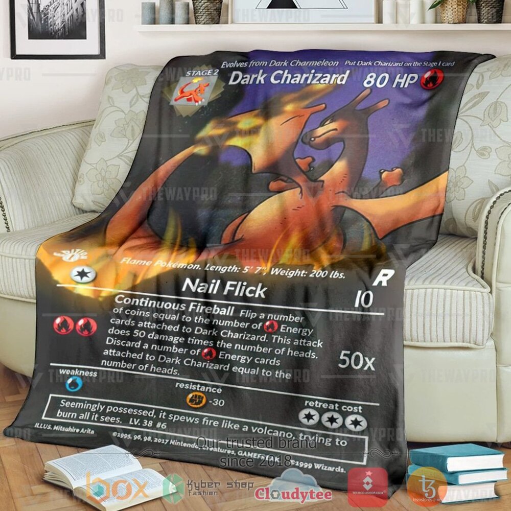 Anime Pkm Full Art Dark Charizard Custom Soft Blanket Anime Pkm Full Art Dark Charizard Custom Soft Blanket