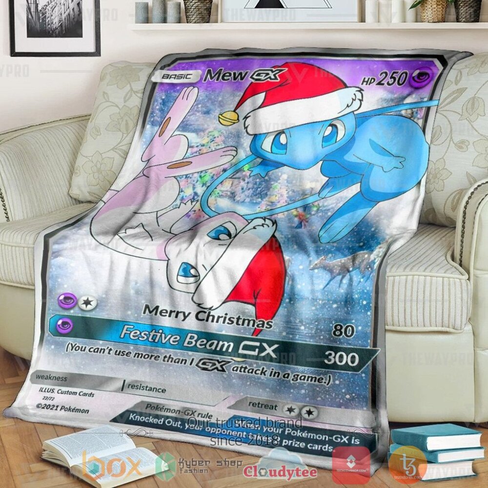 Anime Pkm New Christmas Mew Gx Custom Soft Blanket Anime Pkm New Christmas Mew Gx Custom Soft Blanket