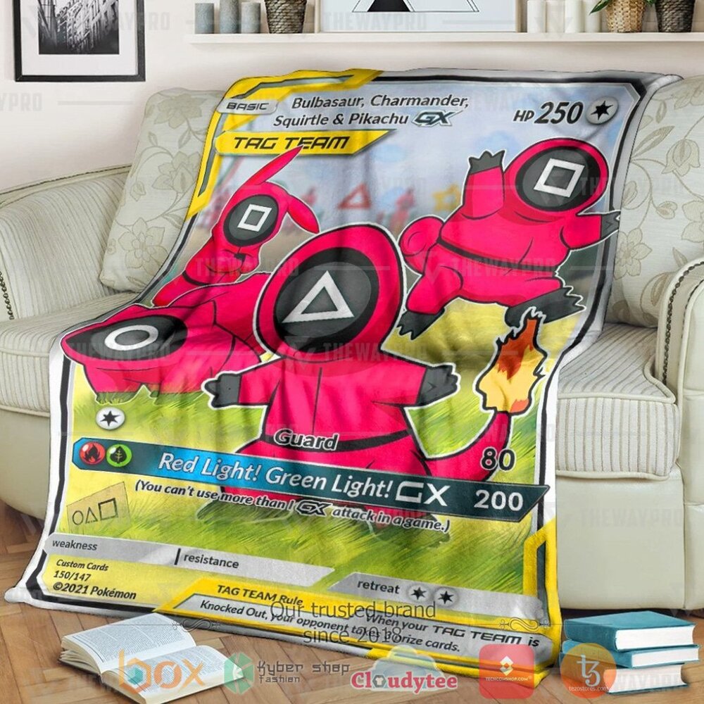 Anime Pkm Pikachu Charmander Squirtle And Bulbasaur Guardian Tag Team Custom Soft Blanket Anime Pkm Pikachu Charmander Squirtle And Bulbasaur Guardian Tag Team Custom Soft Blanket