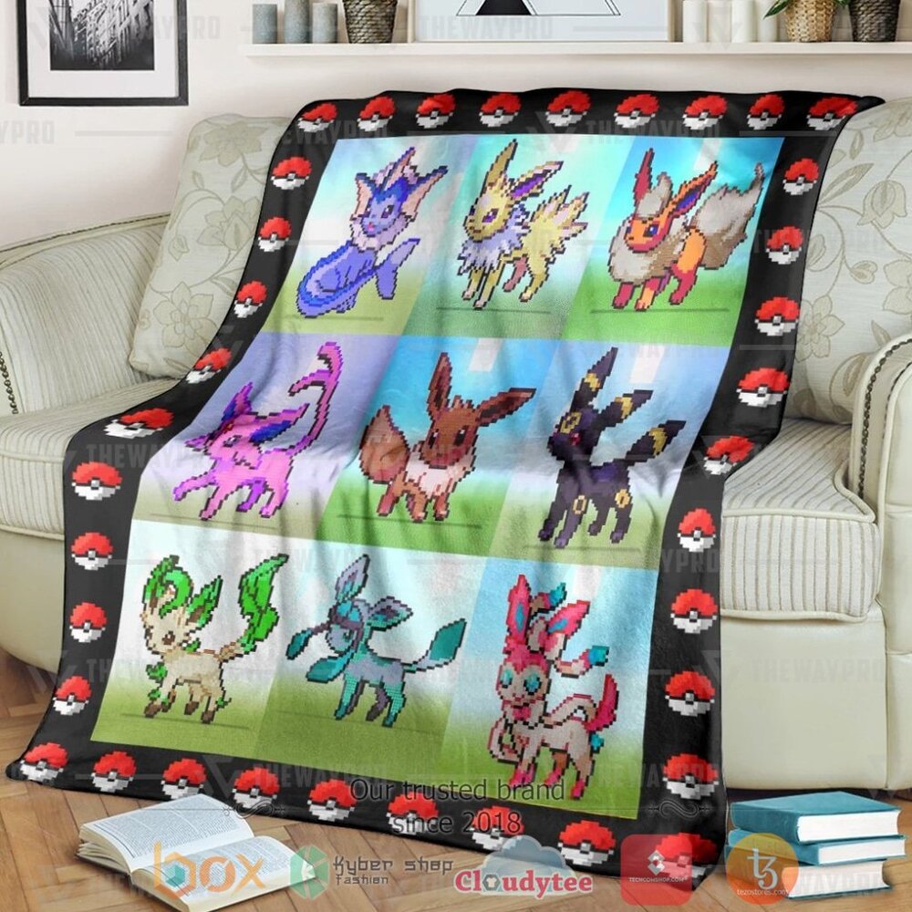 Anime Pkm Pixel Eevee Custom Soft Blanket Anime Pkm Pixel Eevee Custom Soft Blanket