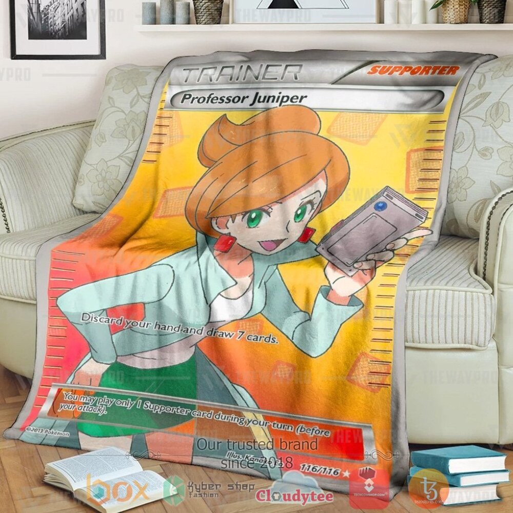 Anime Pkm Professor Juniper Trainer Custom Soft Blanket Anime Pkm Professor Juniper Trainer Custom Soft Blanket