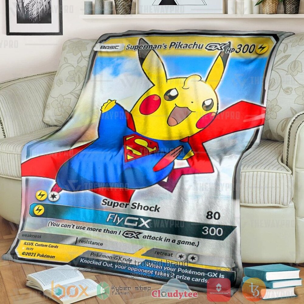 Anime Pkm Supermans Pikachu Custom Soft Blanket Anime Pkm Supermans Pikachu Custom Soft Blanket