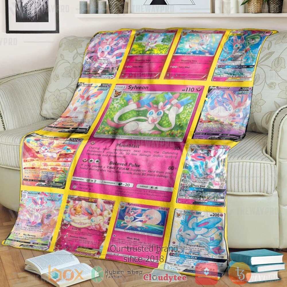 Anime Pkm Sylveon Cards Custom Soft Blanket Anime Pkm Sylveon Cards Custom Soft Blanket