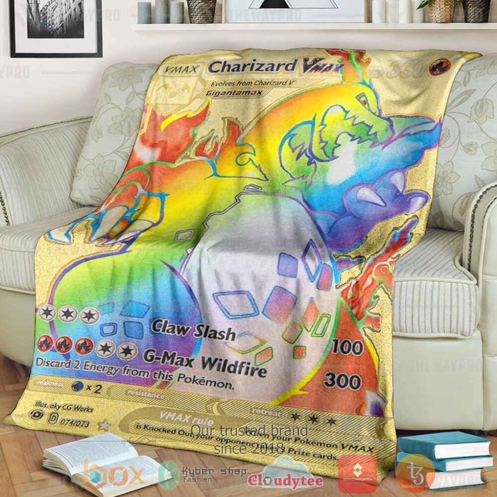 Anime Pkm Vmax Charizard Gold Card Custom Soft Blanket Anime Pkm Vmax Charizard Gold Card Custom Soft Blanket