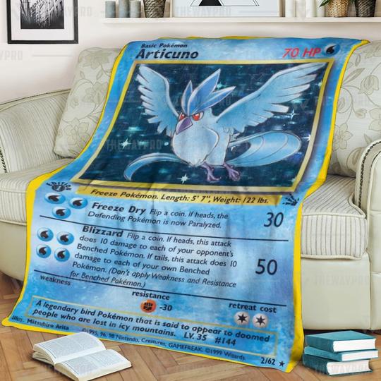 Anime Pokemon Articuno Custom Soft Blanket Anime Pokemon Articuno Custom Soft Blanket