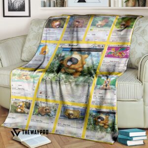 Anime Pokemon Bidoof Cards Blanket