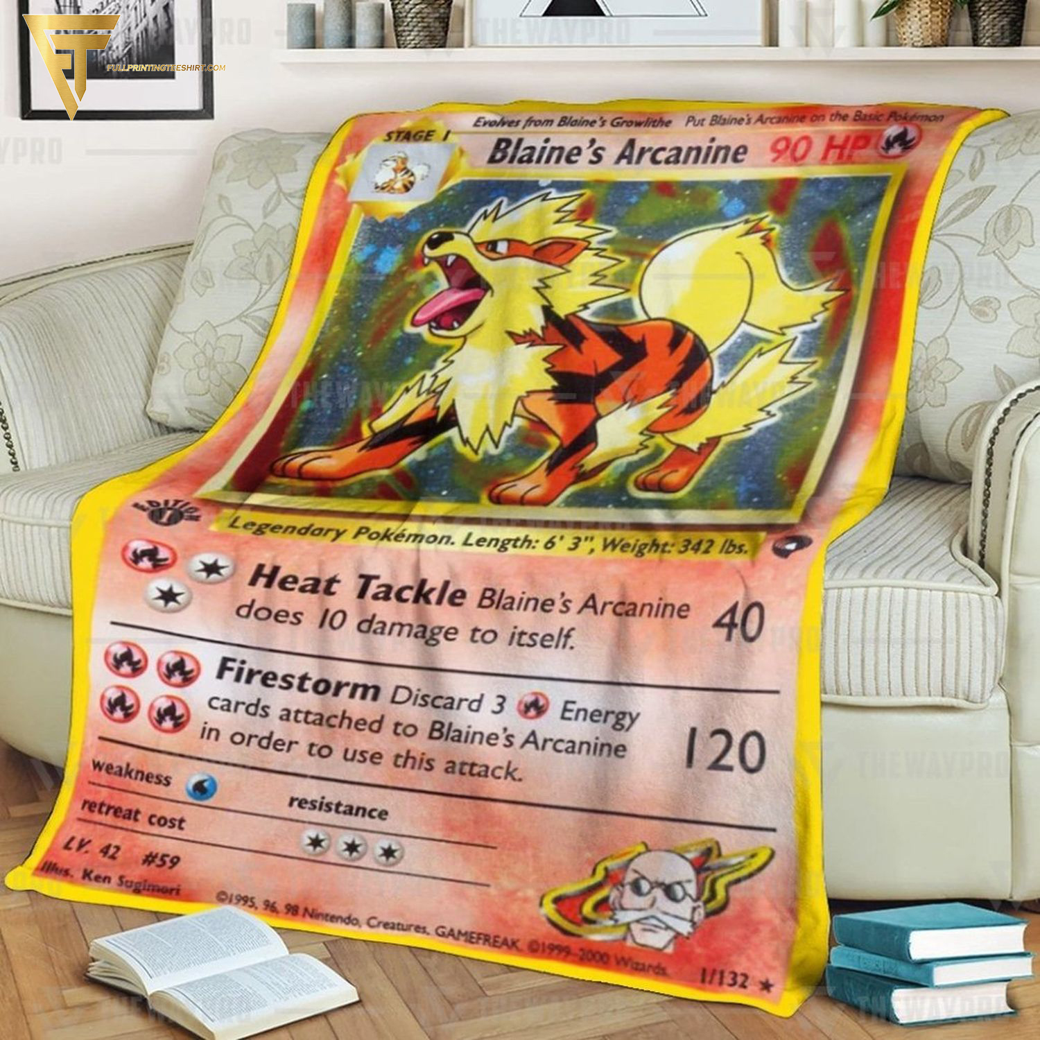 Anime Pokemon Blaines Arcanine Full Printing Blanket Anime Pokemon Blaines Arcanine Full Printing Blanket
