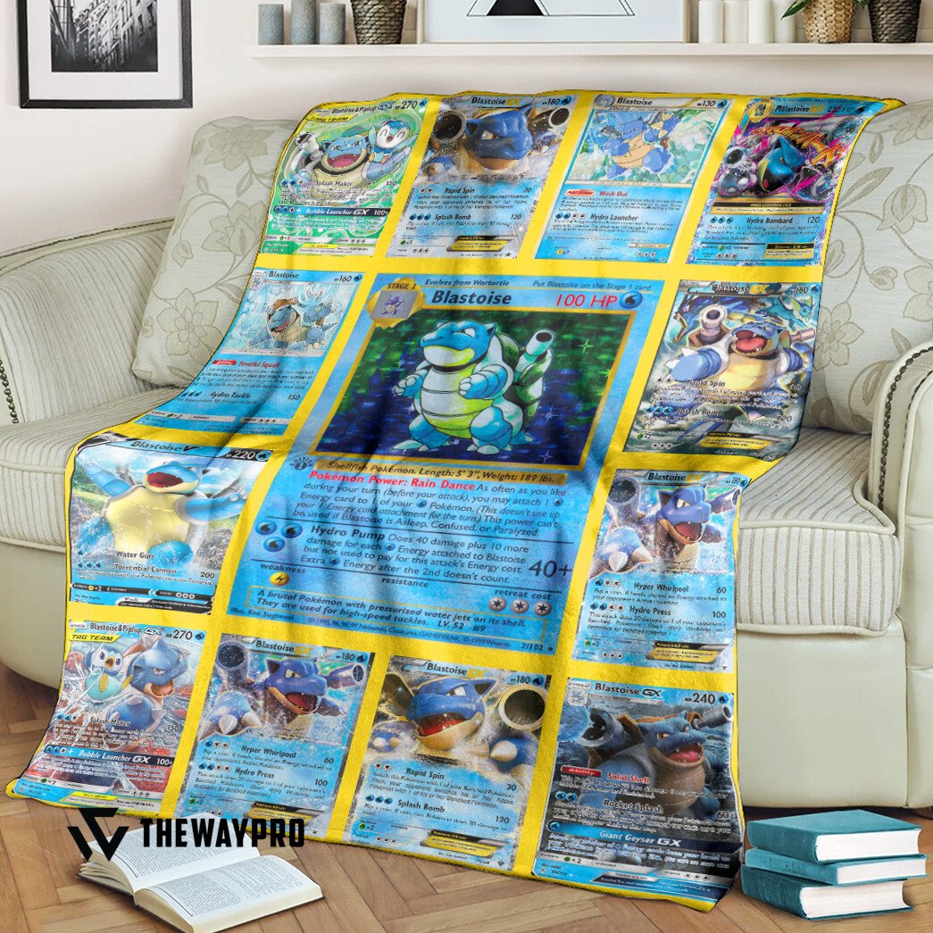 Anime Pokemon Blastoise Cards Version 2 Blanket Anime Pokemon Blastoise Cards Version 2 Blanket