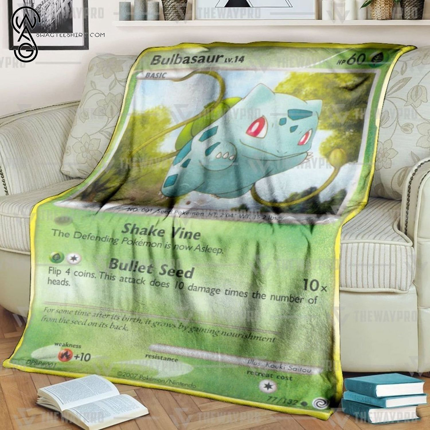 Anime Pokemon Bulbasaur Lv 14 Full Printing Blanket Anime Pokemon Bulbasaur Lv 14 Full Printing Blanket