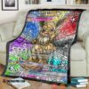 Anime Pokemon Card Eevee Hybrid Vmax Proxy Stain Glass Soft Blanket