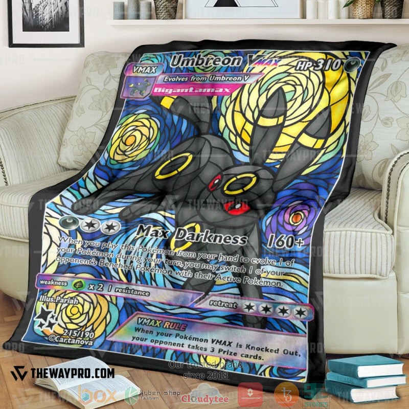 Anime Pokemon Card Umbreon Van Gogh Hybrid Stain Glass Soft Blanket Anime Pokemon Card Umbreon Van Gogh Hybrid Stain Glass Soft Blanket