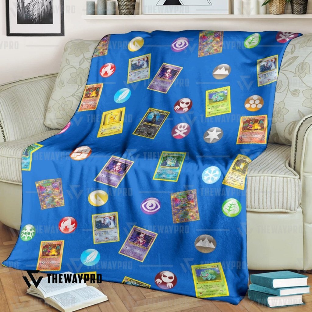 Anime Pokemon Cards And Elements Blanket Anime Pokemon Cards And Elements Blanket