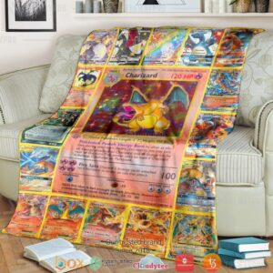 Anime Pokemon Charizard Cards Soft Blanket