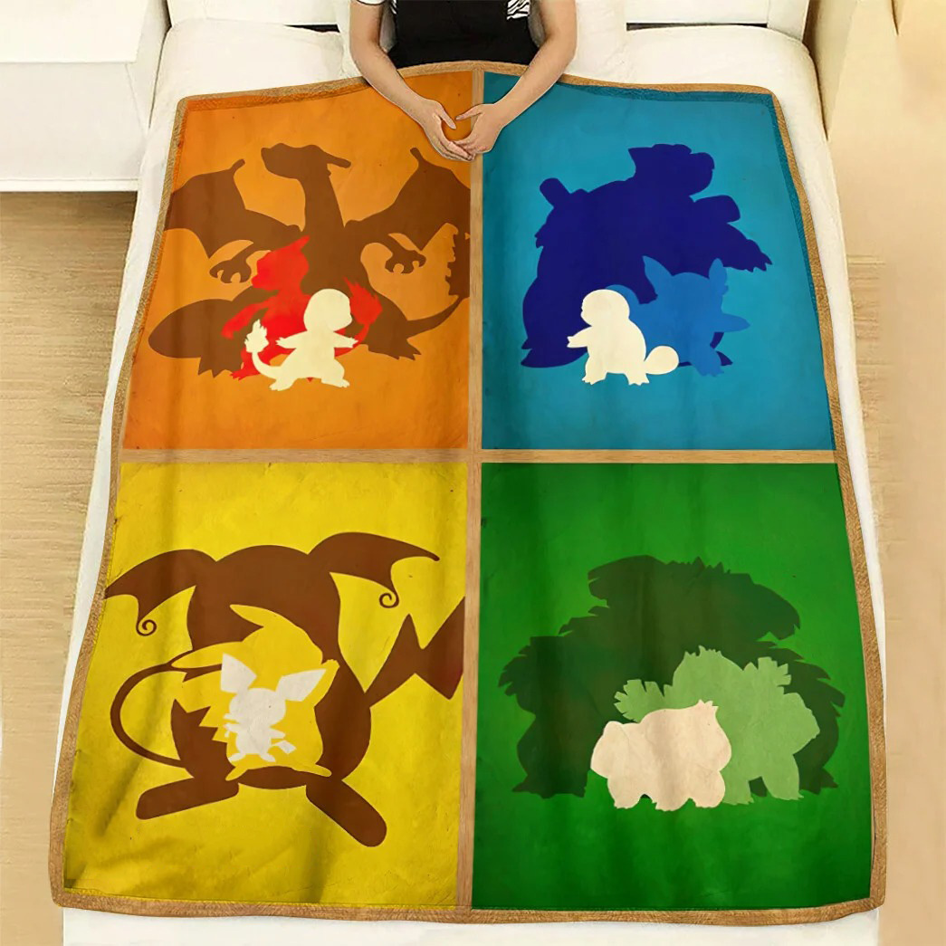 Anime Pokemon Charizard Pikachu Blastoise Venusaur Custom Soft Blanket Anime Pokemon Charizard Pikachu Blastoise Venusaur Custom Soft Blanket
