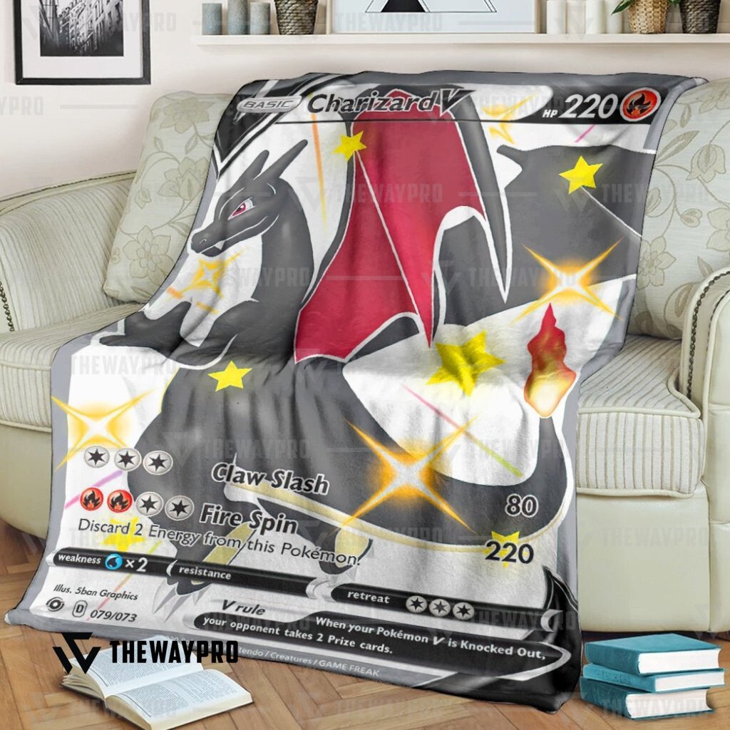 Anime Pokemon Charizard V Custom Soft Blanket Anime Pokemon Charizard V Custom Soft Blanket