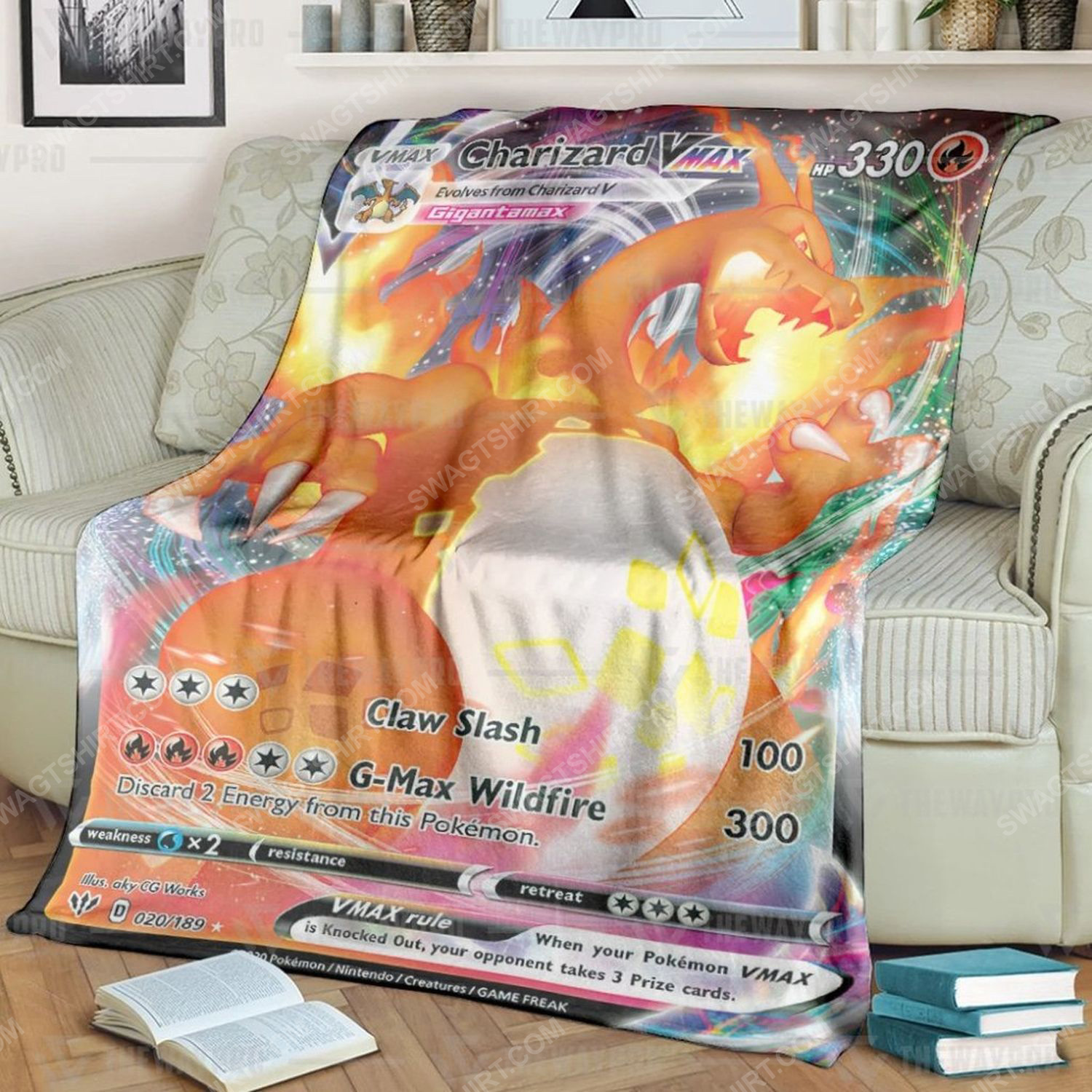Anime Pokemon Charizard Vmax Darkness Ablaze Full Print Soft Blanket Anime Pokemon Charizard Vmax Darkness Ablaze Full Print Soft Blanket