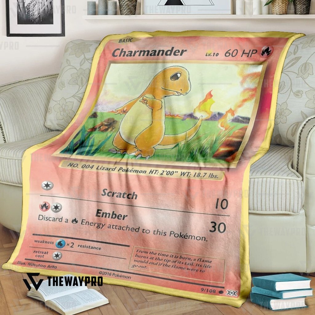Anime Pokemon Charmander Custom Soft Blanket Anime Pokemon Charmander Custom Soft Blanket