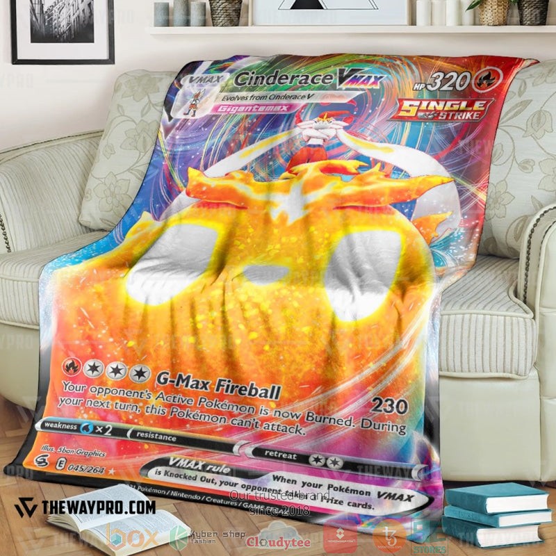 Anime Pokemon Cinderace Vmax Fusion Strike Soft Blanket Anime Pokemon Cinderace Vmax Fusion Strike Soft Blanket