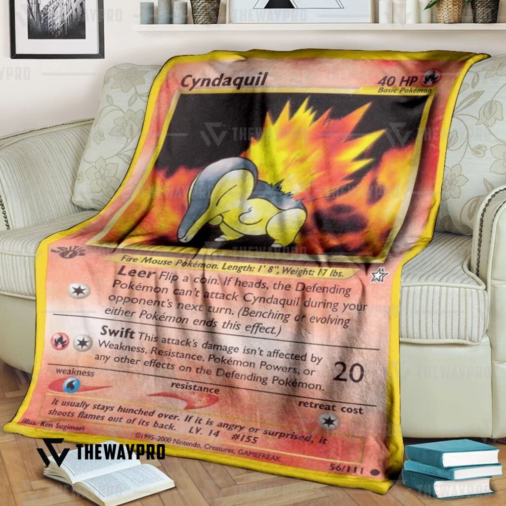 Anime Pokemon Cyndaquil 1St Edition Leer Custom Soft Blanket Anime Pokemon Cyndaquil 1St Edition Leer Custom Soft Blanket
