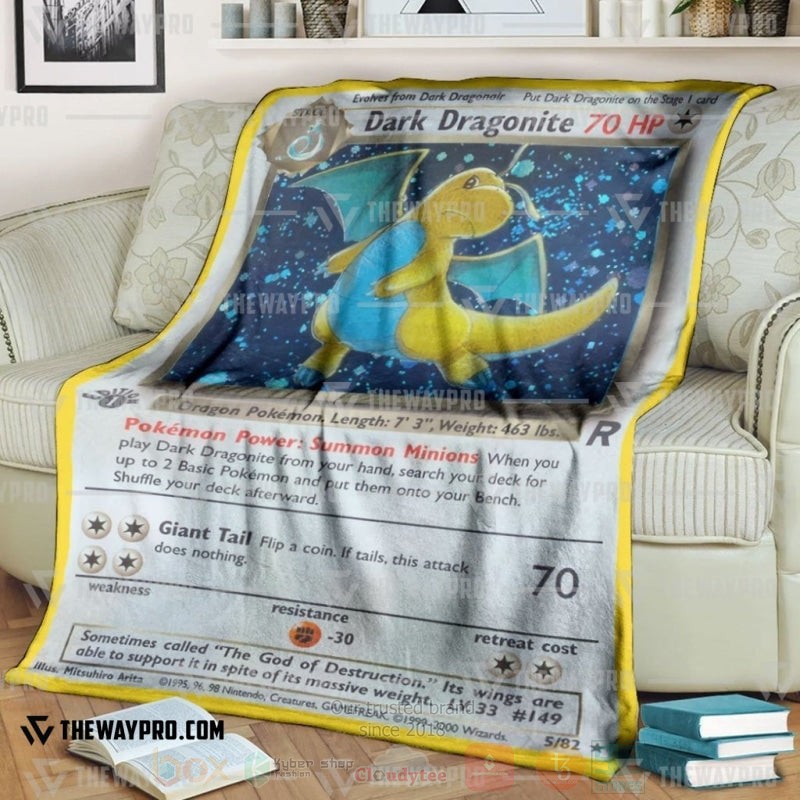 Anime Pokemon Dark Dragonite 1St Edition Blanket Anime Pokemon Dark Dragonite 1St Edition Blanket