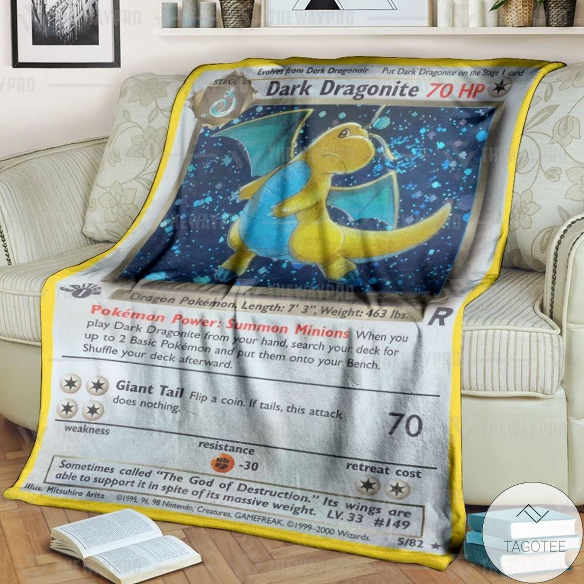 Anime Pokemon Dark Dragonite 1St Edition Custom Blanket Anime Pokemon Dark Dragonite 1St Edition Custom Blanket