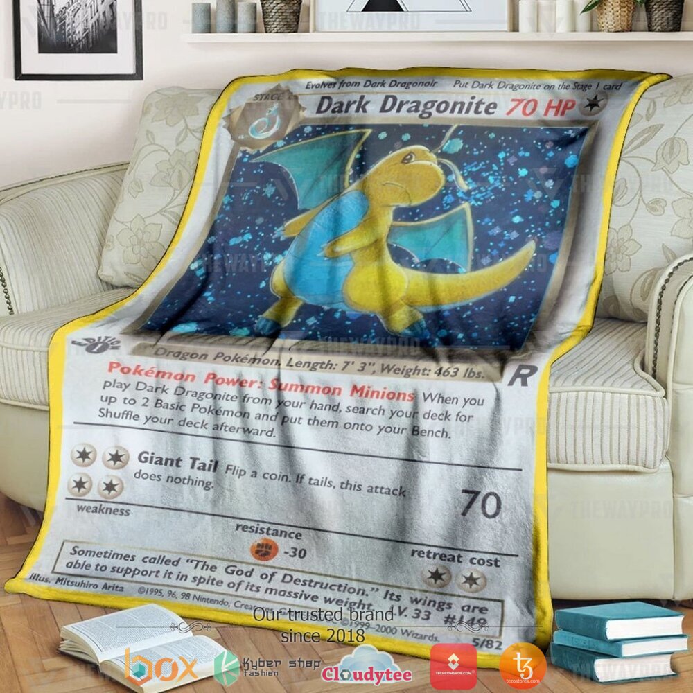 Anime Pokemon Dark Dragonite 1St Edition Soft Blanket Anime Pokemon Dark Dragonite 1St Edition Soft Blanket