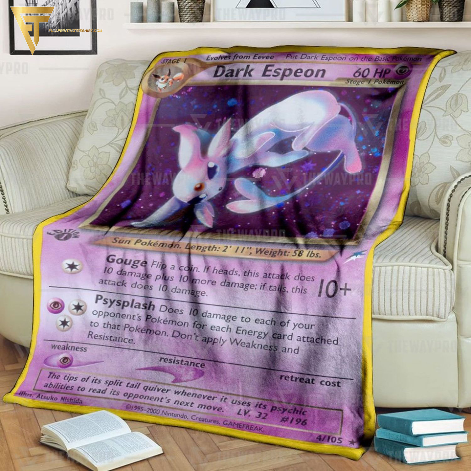Anime Pokemon Dark Espeon Full Printing Blanket Anime Pokemon Dark Espeon Full Printing Blanket