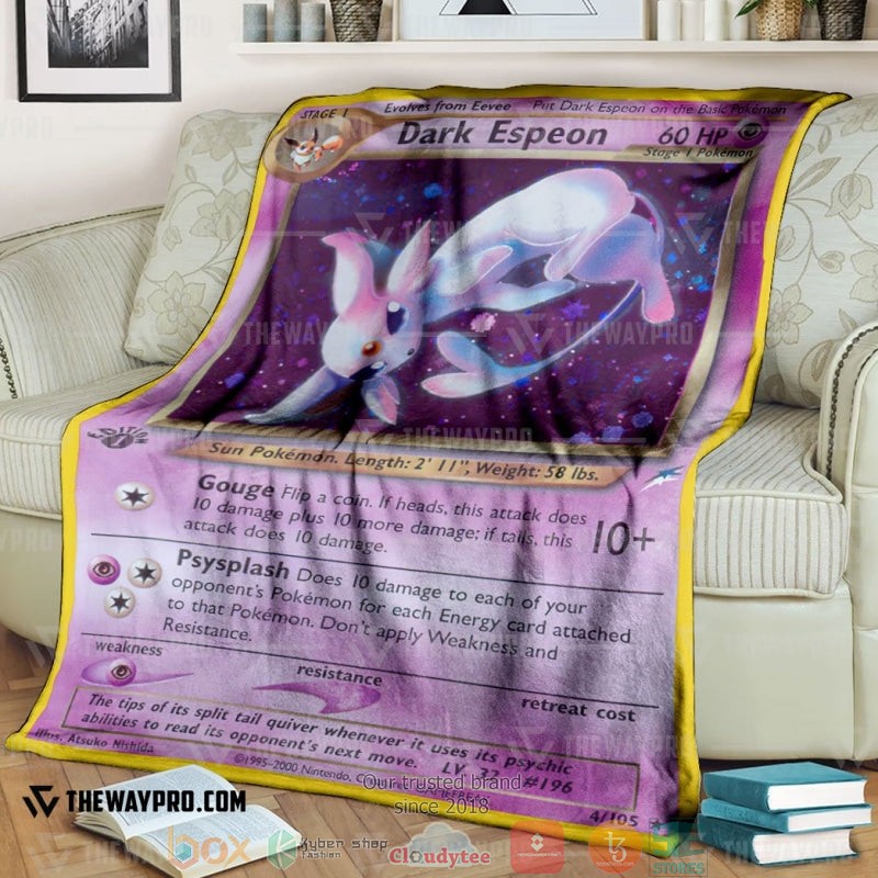 Anime Pokemon Dark Espeon Holo 1St Edition Soft Blanket Anime Pokemon Dark Espeon Holo 1St Edition Soft Blanket