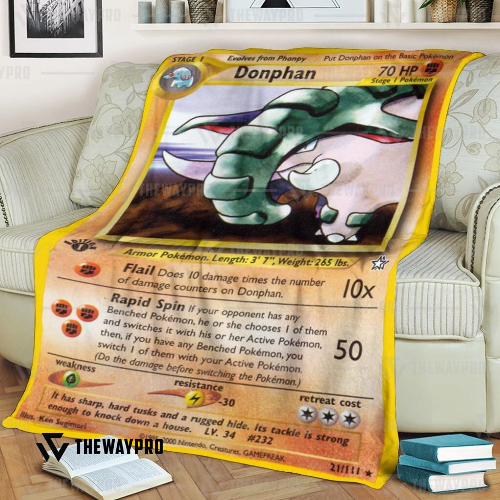Anime Pokemon Donphan Neo Genesis Custom Soft Blanket Anime Pokemon Donphan Neo Genesis Custom Soft Blanket