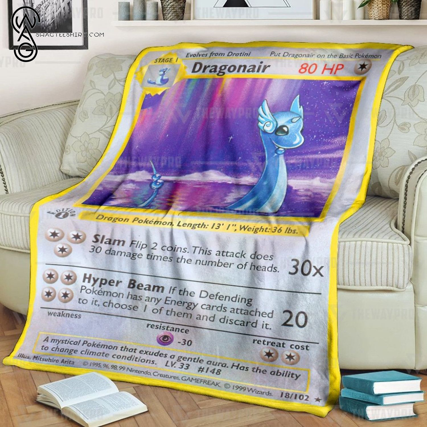 Anime Pokemon Dragonair Full Printing Blanket Anime Pokemon Dragonair Full Printing Blanket