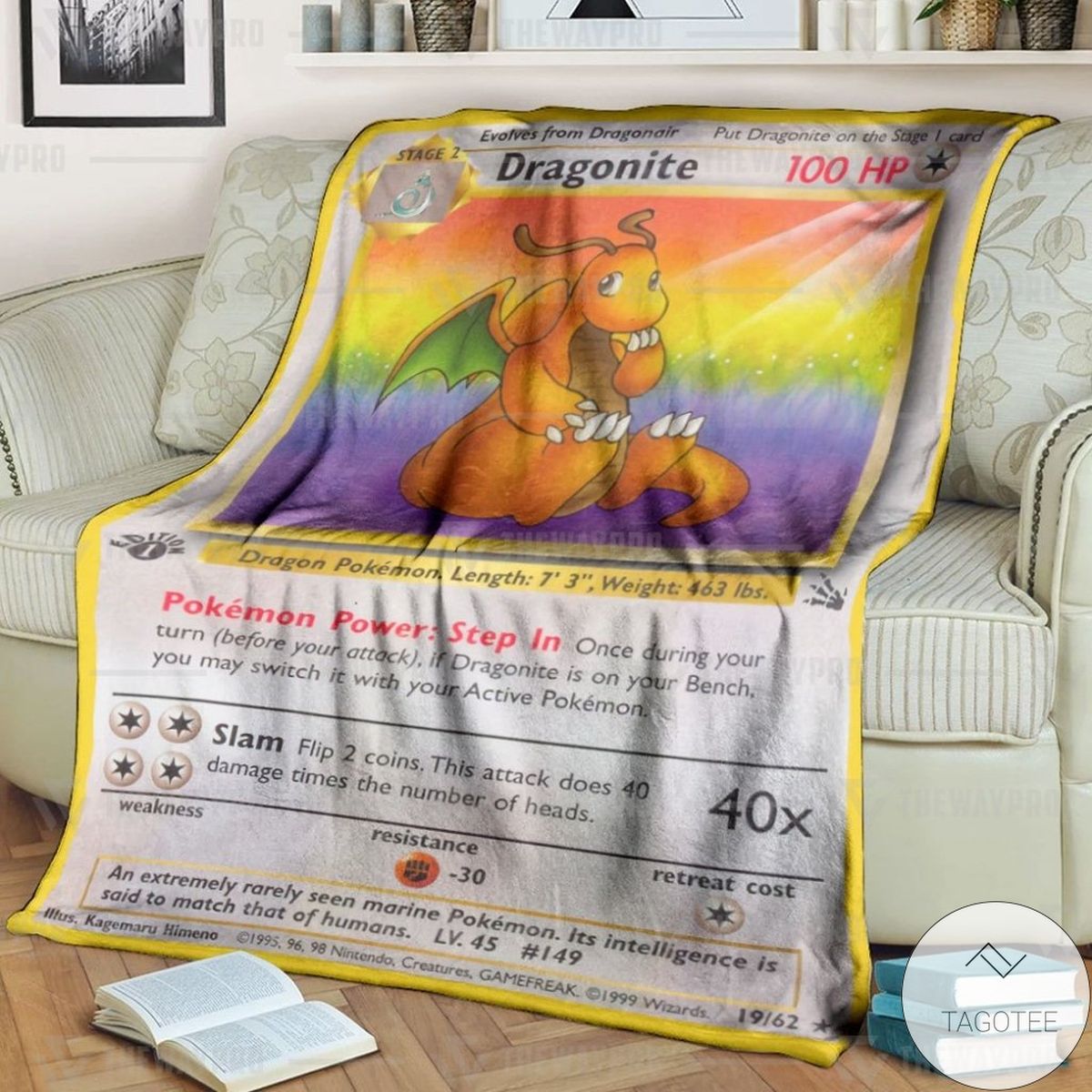 Anime Pokemon Dragonite 1St Edition Custom Blanket Anime Pokemon Dragonite 1St Edition Custom Blanket