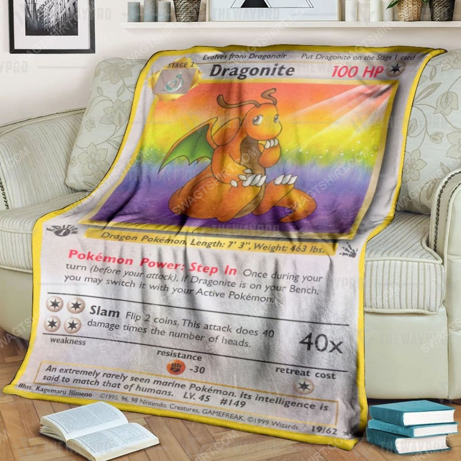 Anime Pokemon Dragonite 1St Edition Full Print Soft Blanket Anime Pokemon Dragonite 1St Edition Full Print Soft Blanket