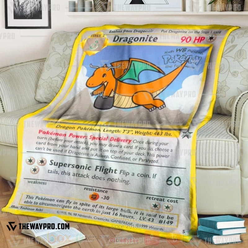 Anime Pokemon Dragonite Blanket Anime Pokemon Dragonite Blanket