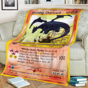 Anime Pokemon Edition Shining Charizard Full Print Soft Blanket