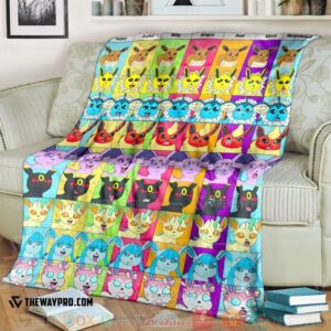 Anime Pokemon Eevee And The Evolution Emotion Faces Soft Blanket