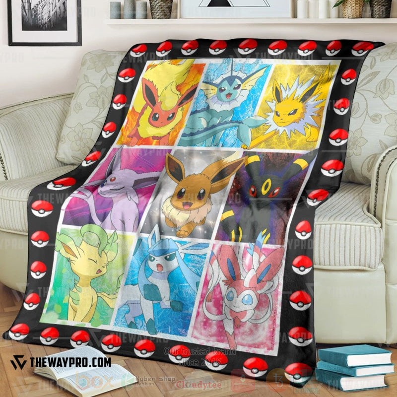 Anime Pokemon Eevee Evolution Cute Blanket Anime Pokemon Eevee Evolution Cute Blanket