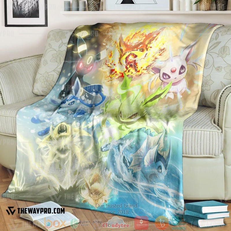 Anime Pokemon Eevee Evolution Soft Blanket Anime Pokemon Eevee Evolution Soft Blanket