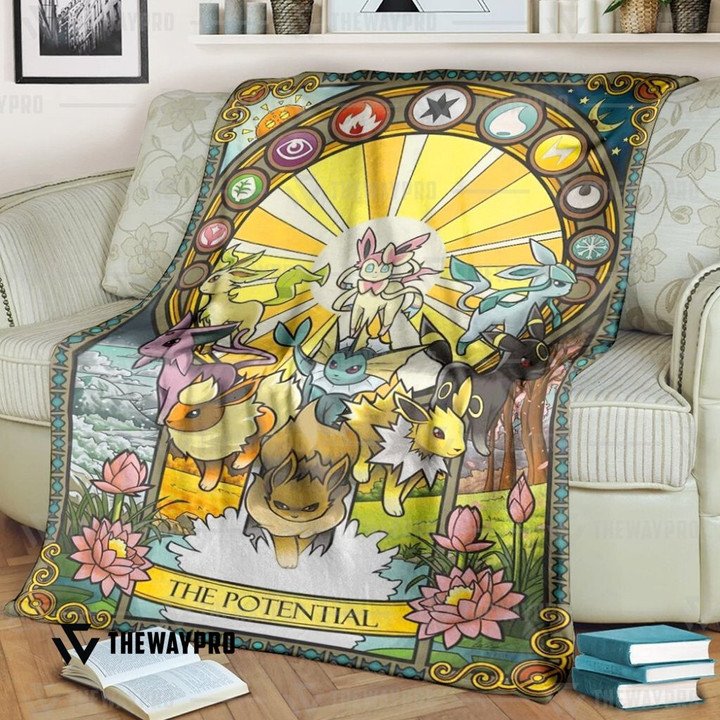 Anime Pokemon Eevee The Potential Quilt Blanket Anime Pokemon Eevee The Potential Quilt Blanket