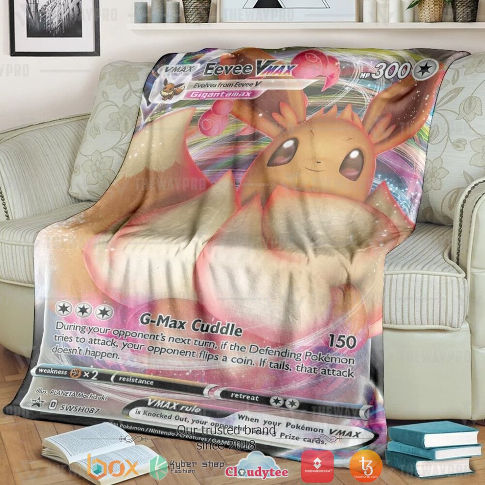Anime Pokemon Eevee Vmax Soft Blanket Anime Pokemon Eevee Vmax Soft Blanket