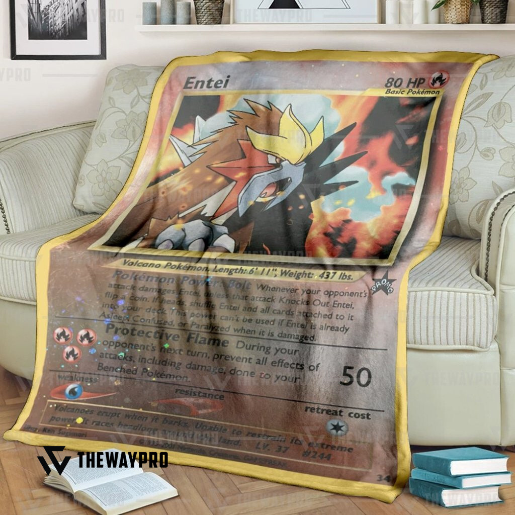Anime Pokemon Entei Custom Soft Blanket Anime Pokemon Entei Custom Soft Blanket