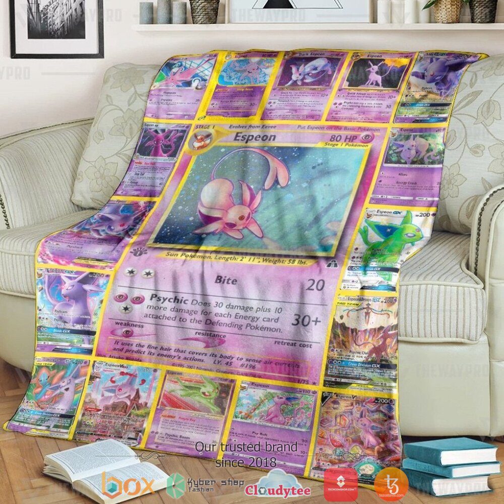 Anime Pokemon Espeon Cards Soft Blanket Anime Pokemon Espeon Cards Soft Blanket