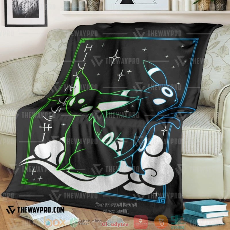 Anime Pokemon Espeon Umbreon Cloud Black Soft Blanket Anime Pokemon Espeon Umbreon Cloud Black Soft Blanket