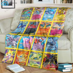 Anime Pokemon Ex Cards All Over Print Soft Blanket