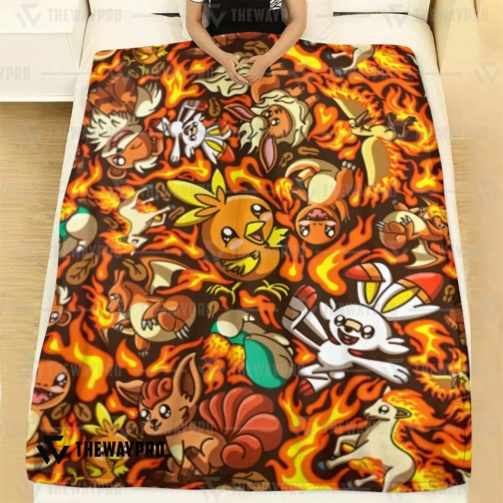 Anime Pokemon Fire Custom Soft Blanket Anime Pokemon Fire Custom Soft Blanket